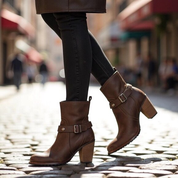 Eastland Womens 6.5 Booties Bellamy 1955 Bootie Leather Zip Cowgirl Western - Picture 1 of 12